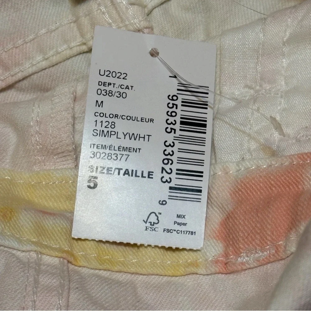 The Children's Place Girls Tie Dye Overall Shorts Size 5 Orange Pink White Denim